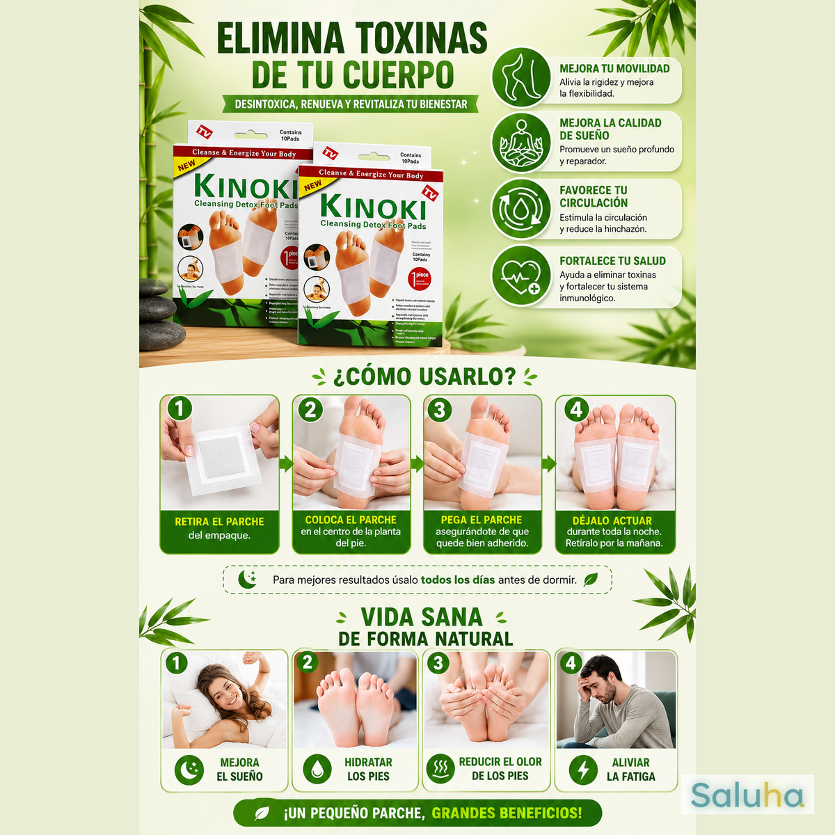 CAJA DE KINOKI PARA DESINTOXICAR x10